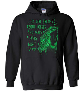 RobustCreative-This Girl Dreams Horses & Parays Hoodie Racing Riding Gift Tees Green Racing Riding Lover Green Black