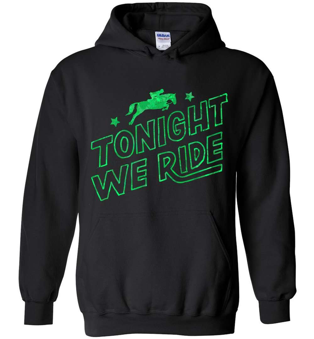 RobustCreative-Horse Lover Youth Hoodie Tonight We Ride Horseback Riding Funny Gift Green Racing Riding Lover Green Black