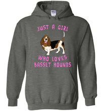 Load image into Gallery viewer, RobustCreative-Just a Girl Who Loves Basset Hounds Hoodie ~ Animal Spirit for Dog Lover Adults &amp; Kids
