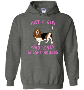 RobustCreative-Just a Girl Who Loves Basset Hounds Hoodie ~ Animal Spirit for Dog Lover Adults & Kids