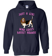 Load image into Gallery viewer, RobustCreative-Just a Girl Who Loves Basset Hounds Hoodie ~ Animal Spirit for Dog Lover Adults &amp; Kids
