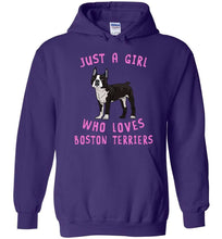 Load image into Gallery viewer, RobustCreative-Just a Girl Who Loves Boston Terriers Hoodie: Animal Spirit for Dog Lover Adults &amp; Kids
