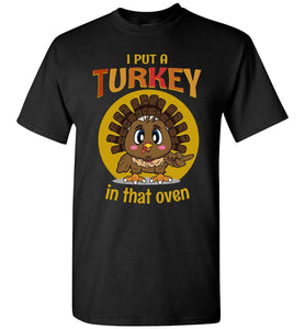 RobustCreative-Funny Thanksgiving T-shirt New Dad Announcement Gift Little Turkey Black