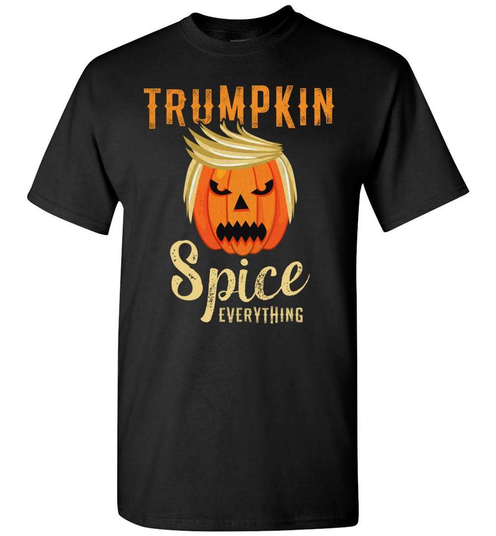 RobustCreative-Trumpkin Spice Everything Pumpkin Trump Halloween Party T-shirt pumpkin with funny hair Black