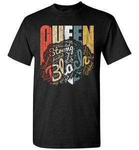 RobustCreative-Queen Youth T-shirt Strong Black Woman Afro Natural Hair Vintage Educated Melanin Rich Skin Black