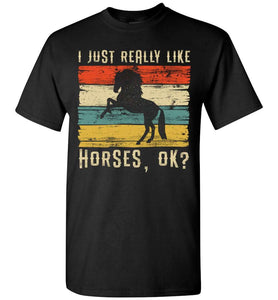 RobustCreative-Horse Girl Youth T-shirt Vintage I Just Really Like Riding Retro Racing Lover Black