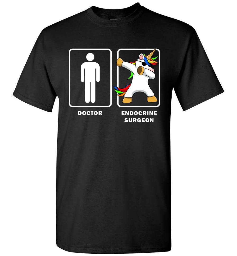 RobustCreative-Endocrine Surgeon VS Doctor Dabbing Unicorn T-shirt Medical Black