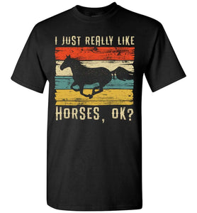 RobustCreative-Retro Horse Girl Youth T-shirt I Just Really Like Riding Vintage Racing Lover Black