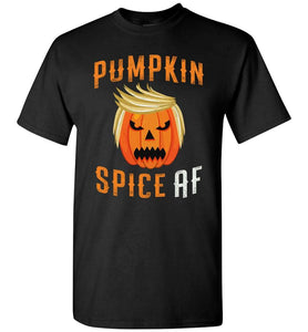 RobustCreative-Trumpkin Pumpkin Spice AF Trump Halloween Party T-shirt pumpkin with funny hair Black