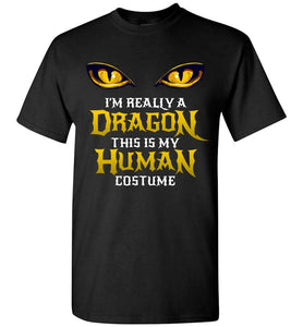 RobustCreative-Halloween Dragon Costume Not Human Eyes T-shirt Gold Funny Halloween Themed Party Black