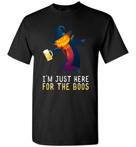 RobustCreative-I'm Just Here for the Boos Pumpkin Halloween T-shirt Funny Boo Party Outfit Black
