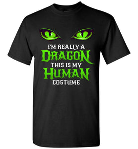 RobustCreative-Halloween Dragon Costume Not Human Eyes T-shirt Green Funny Halloween Themed Party Black