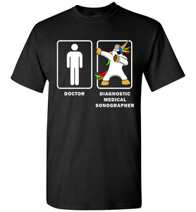 RobustCreative-Diagnostic Medical Sonographer Doctor Unicorn T-shirt  Black