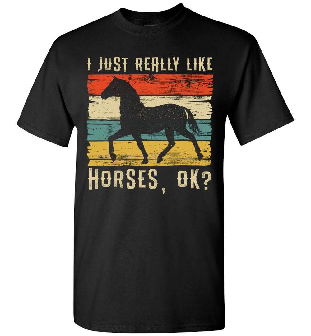 RobustCreative-Horse Girl Youth T-shirt Retro I Just Really Like Riding Vintage Racing Lover Black