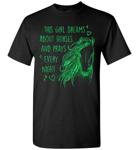 RobustCreative-This Girl Dreams Horses & Parays Youth T-shirt Racing Riding Gift Tees Green Racing Riding Lover Green Black