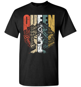 RobustCreative-Queen Youth T-shirt Strong Black Woman Afro Natural Hair Retro Educated Melanin Rich Skin Black