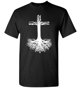 RobustCreative-Root your Faith in Jesus Christ T-shirt Bible crucifixion corss Black
