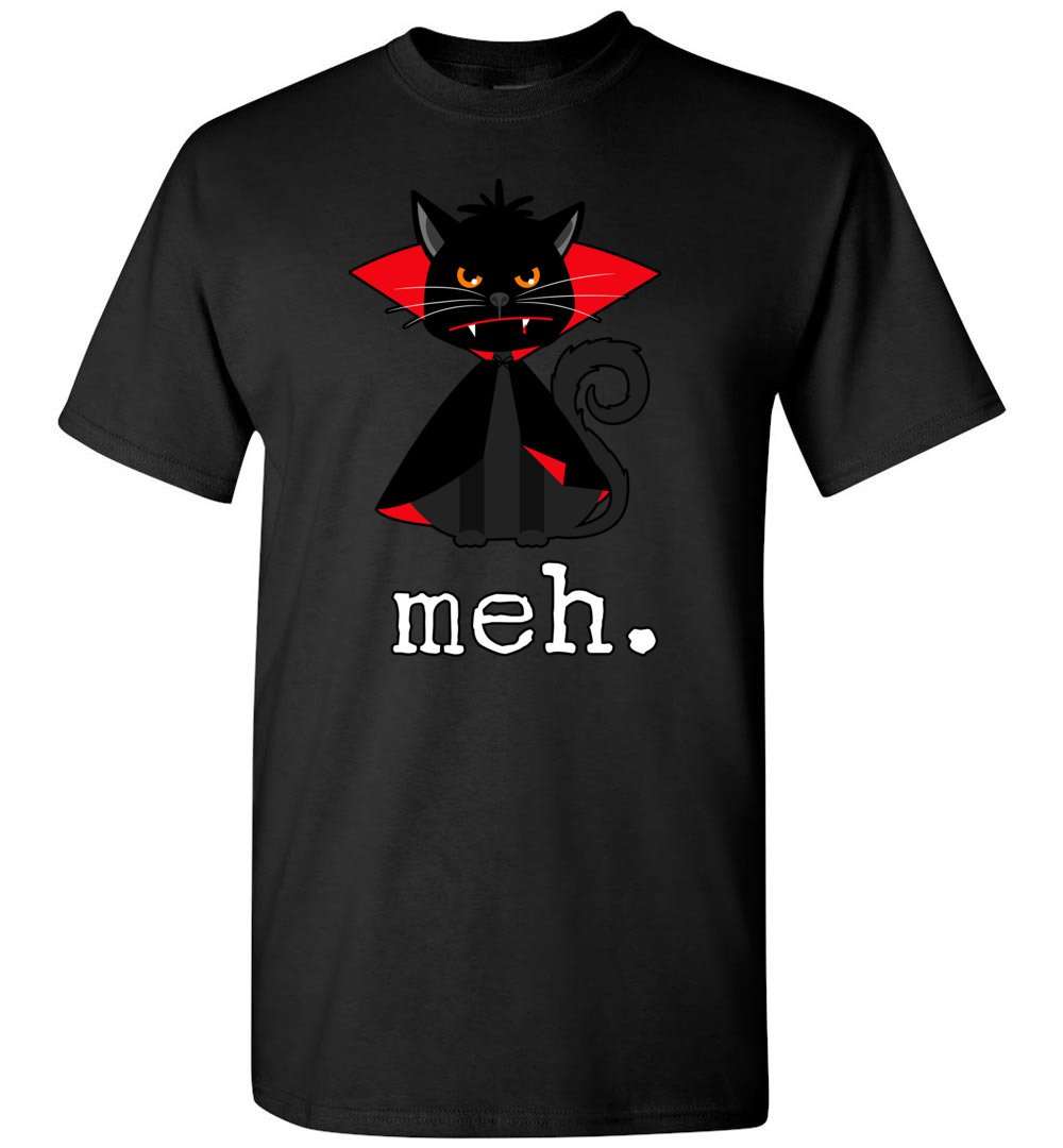 RobustCreative-Black Cat Meh Vampire Meowcula Vampurr Halloween T-shirt Meow Hocus Pocus Black
