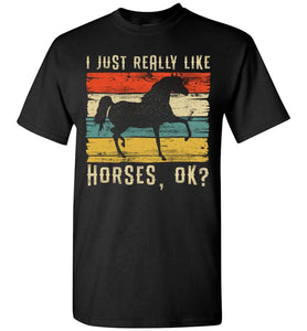 RobustCreative-I Just Really Like Riding Horse Girl Youth T-shirt Vintage Retro Racing Lover Black