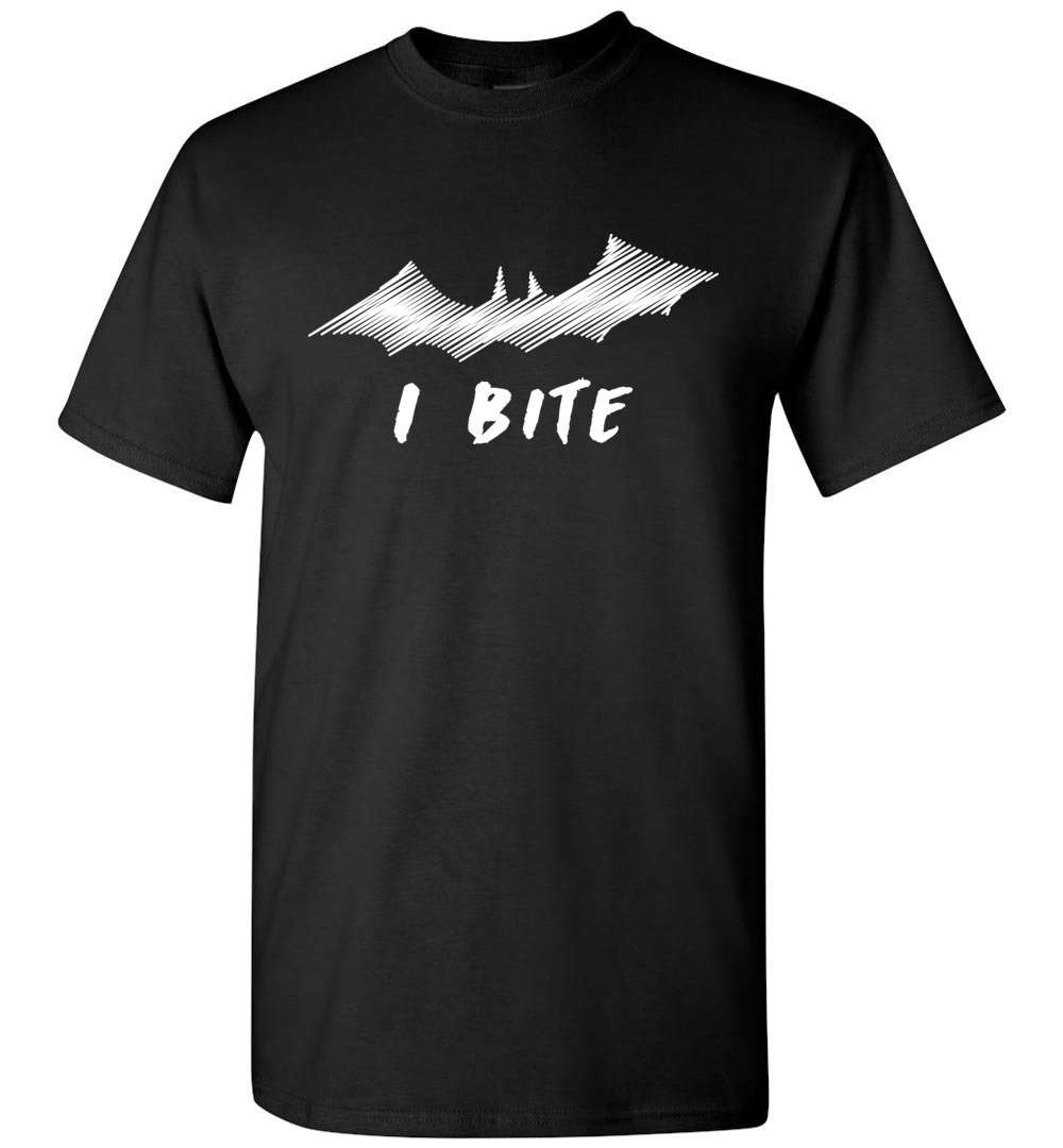 RobustCreative-I bite Bat Creepy Funny Halloween T-shirt Boo Party Outfit Black