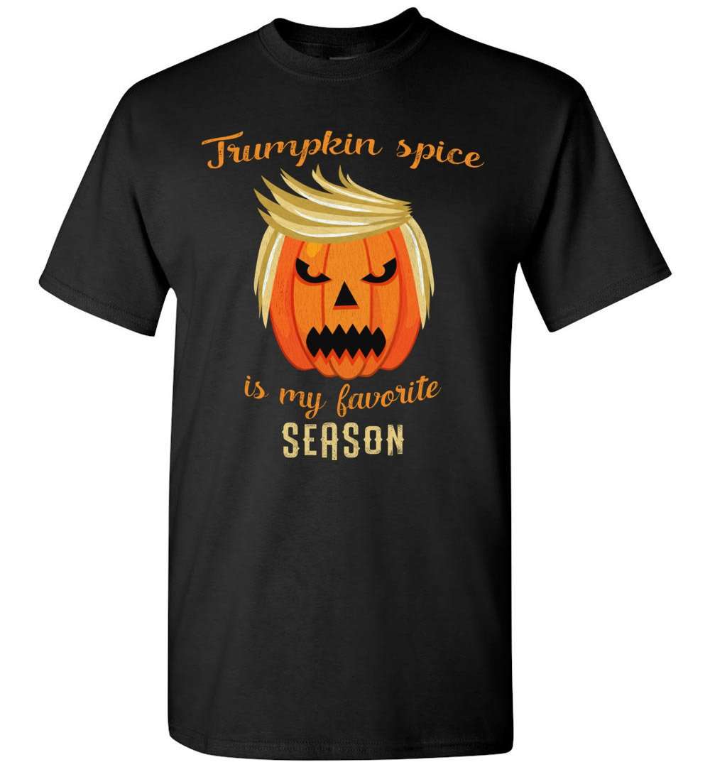 RobustCreative-Trumpkin Pumpkin Spice Favorite Season Trump Halloween Party T-shirt pumpkin with funny hair Black
