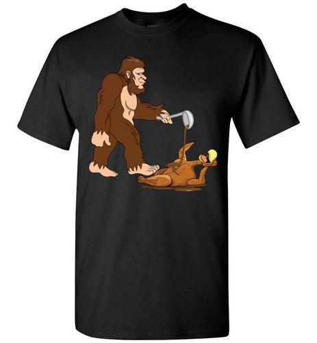 RobustCreative-Bigfoot Turkey T-shirt Thanksgiving Pour Some Gravy On Me Gobble Til You Wobble Cranberry Black