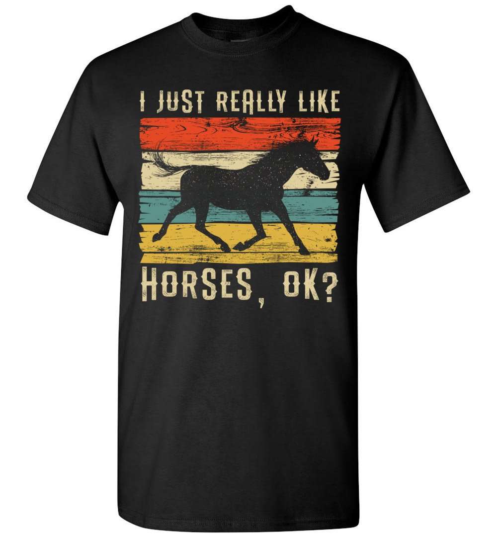 RobustCreative-Horse Girl Vintage Youth T-shirt I Just Really Like Riding Retro Racing Lover Black