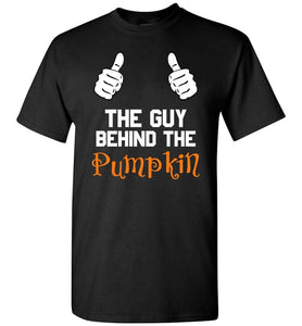 RobustCreative-The Guy Behind The Pumpkin Halloween Father T-shirt Dad of the baby comming Black