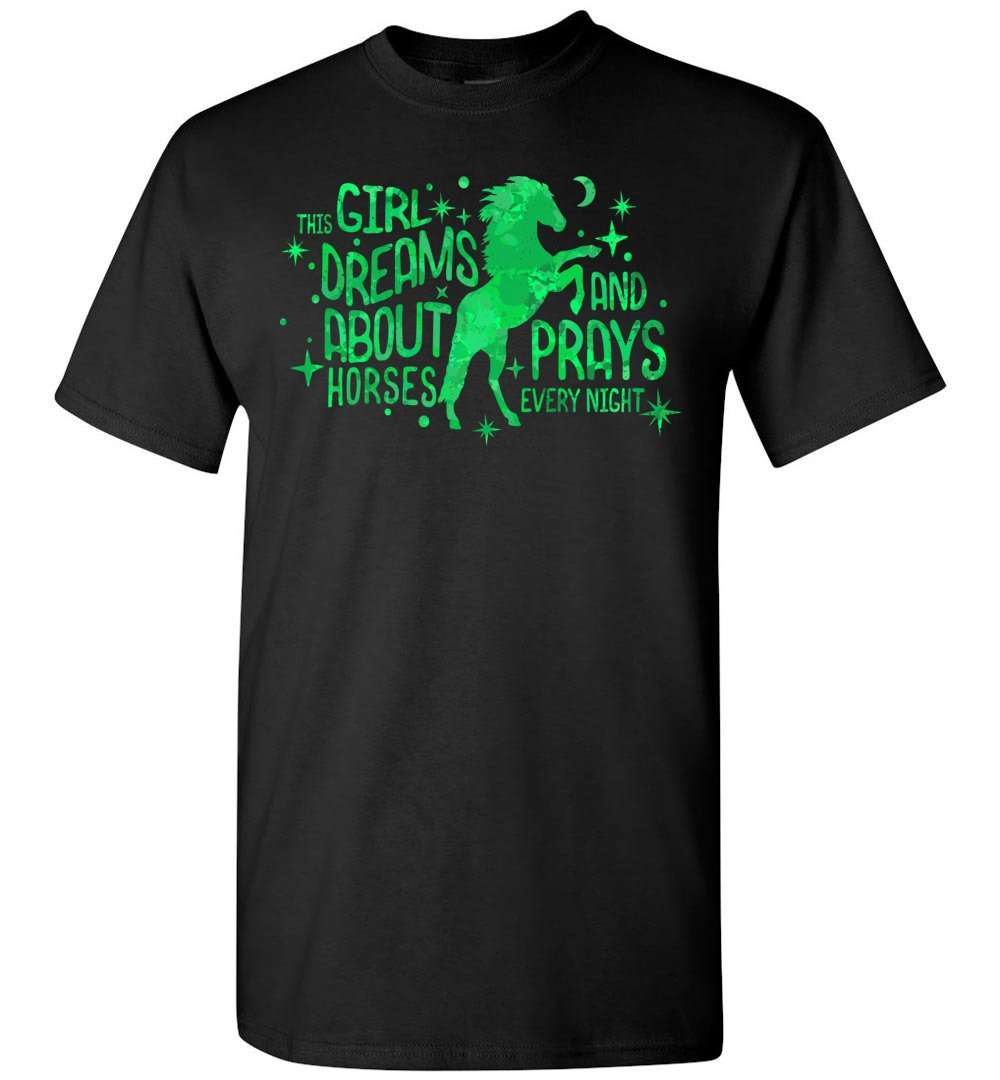 RobustCreative-This Girl Dreams Horses & Parays Youth T-shirt Racing Riding Gift Tees Green Racing Riding Lover Green Black