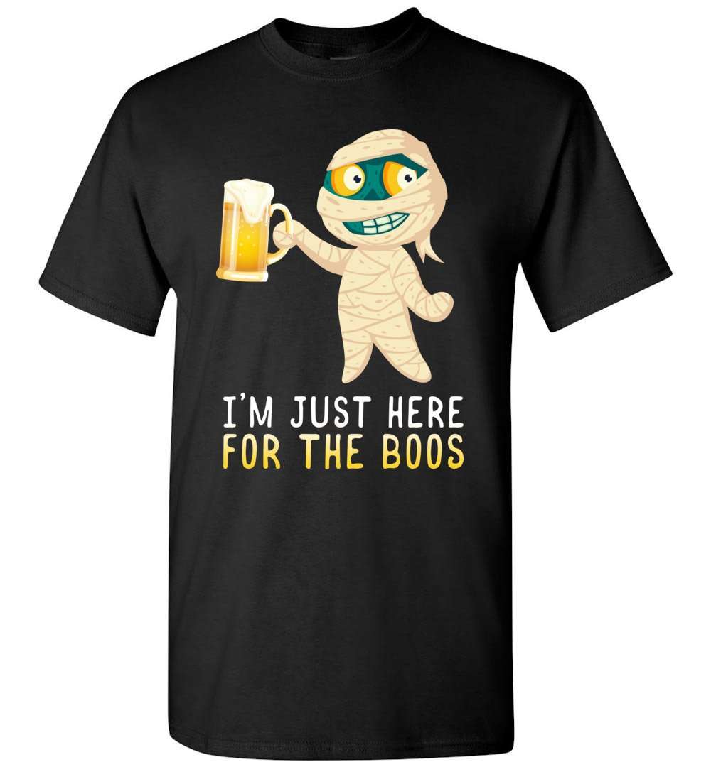 RobustCreative-I'm Just Here for the Boos Mummy Halloween T-shirt Funny Boo Party Outfit Black