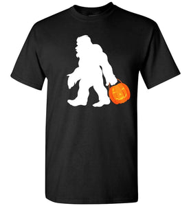RobustCreative-Bigfoot Pumpkin Funny Halloween T-shirt Silhouette Creepy Funny Halloween T-shirt Boo Party Outfit Believer Black