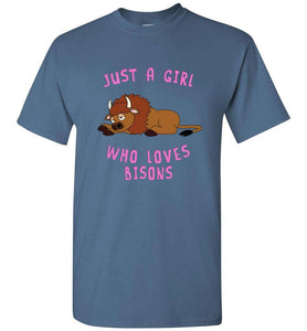 RobustCreative-Just a Girl Who Loves Bisons: Animal Spirit Girls T-Shirt