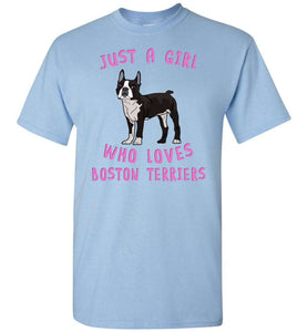 RobustCreative-Just a Girl Who Loves Boston Terriers Girls Shirt: Animal Spirit for Dog Lover Kids Sizes