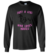 Load image into Gallery viewer, RobustCreative-Just a Girl Who Loves Black Horses: Animal Spirit Long Sleeve T-Shirt
