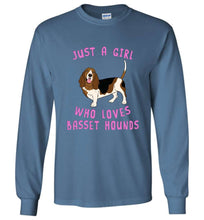 Load image into Gallery viewer, RobustCreative-Just a Girl Who Loves Baby Basset Hounds Long Sleeve Shirt ~ Animal Spirit for Dog Lover Youth &amp; Adult Sizes
