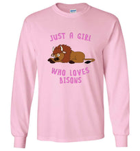 Load image into Gallery viewer, RobustCreative-Just a Girl Who Loves Bisons: Animal Spirit Long Sleeve T-Shirt
