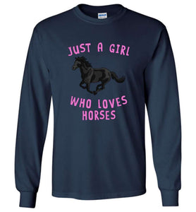 RobustCreative-Just a Girl Who Loves Black Horses: Animal Spirit Long Sleeve T-Shirt