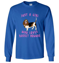 Load image into Gallery viewer, RobustCreative-Just a Girl Who Loves Baby Basset Hounds Long Sleeve Shirt ~ Animal Spirit for Dog Lover Youth &amp; Adult Sizes
