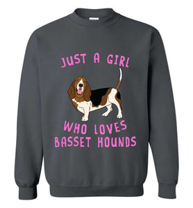 RobustCreative-Just a Girl Who Loves Baby Basset Hounds Sweatshirt Animal Spirit for Dog Lover Adults & Kids