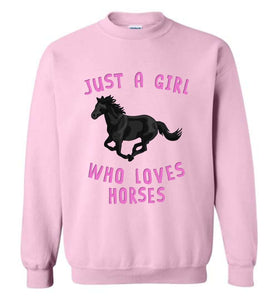 RobustCreative-Just a Girl Who Loves Black Horses: Animal Spirit Crewneck Sweatshirt