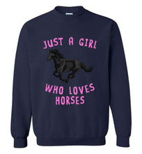 Load image into Gallery viewer, RobustCreative-Just a Girl Who Loves Black Horses: Animal Spirit Crewneck Sweatshirt
