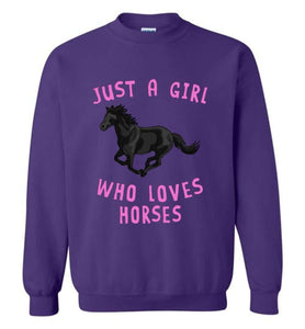 RobustCreative-Just a Girl Who Loves Black Horses: Animal Spirit Crewneck Sweatshirt
