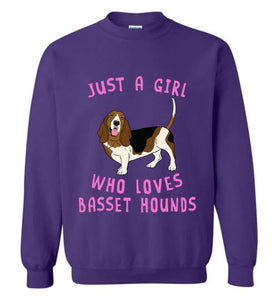 RobustCreative-Just a Girl Who Loves Baby Basset Hounds Sweatshirt Animal Spirit for Dog Lover Adults & Kids