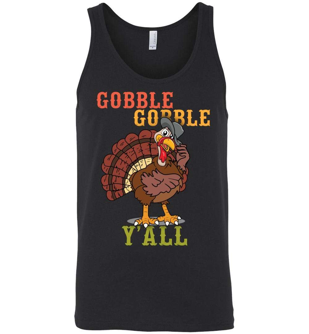 RobustCreative-Funny Thanksgiving Tank Top Gobble Y'all Turkey Southern Country Black