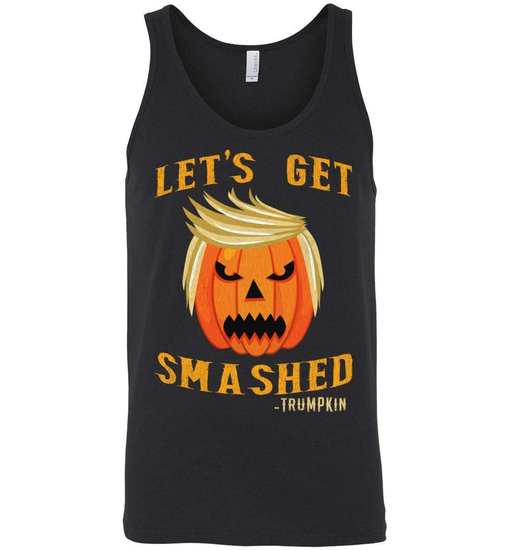 RobustCreative-Trumpkin Let's Get Smashed Trump Haloween Party Tank Top pumpkin with funny hair Black