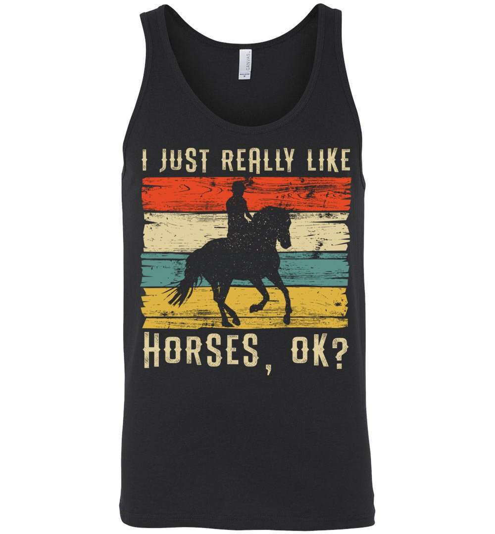RobustCreative-Horse Girl Tank Top I Just Really Like Riding Vintage Rider Racing Lover Black