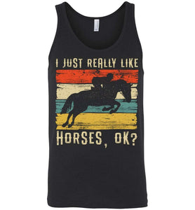 RobustCreative-Horse Girl Tank Top Vintage Retro I Just Really Like Riding Racing Lover Black