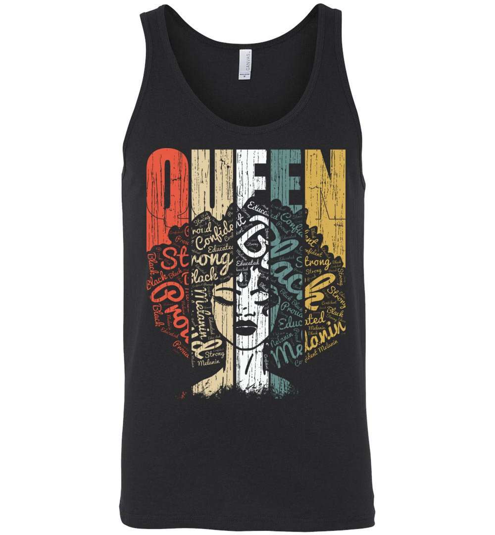 RobustCreative-Queen Tank Top Strong Black Woman Afro Natural Hair Retro Educated Melanin Rich Skin Black