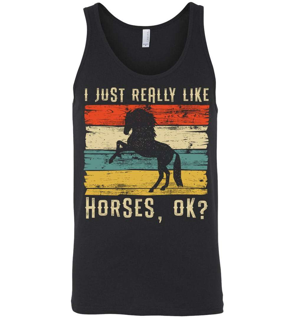 RobustCreative-Horse Girl Tank Top Vintage I Just Really Like Riding Retro Racing Lover Black