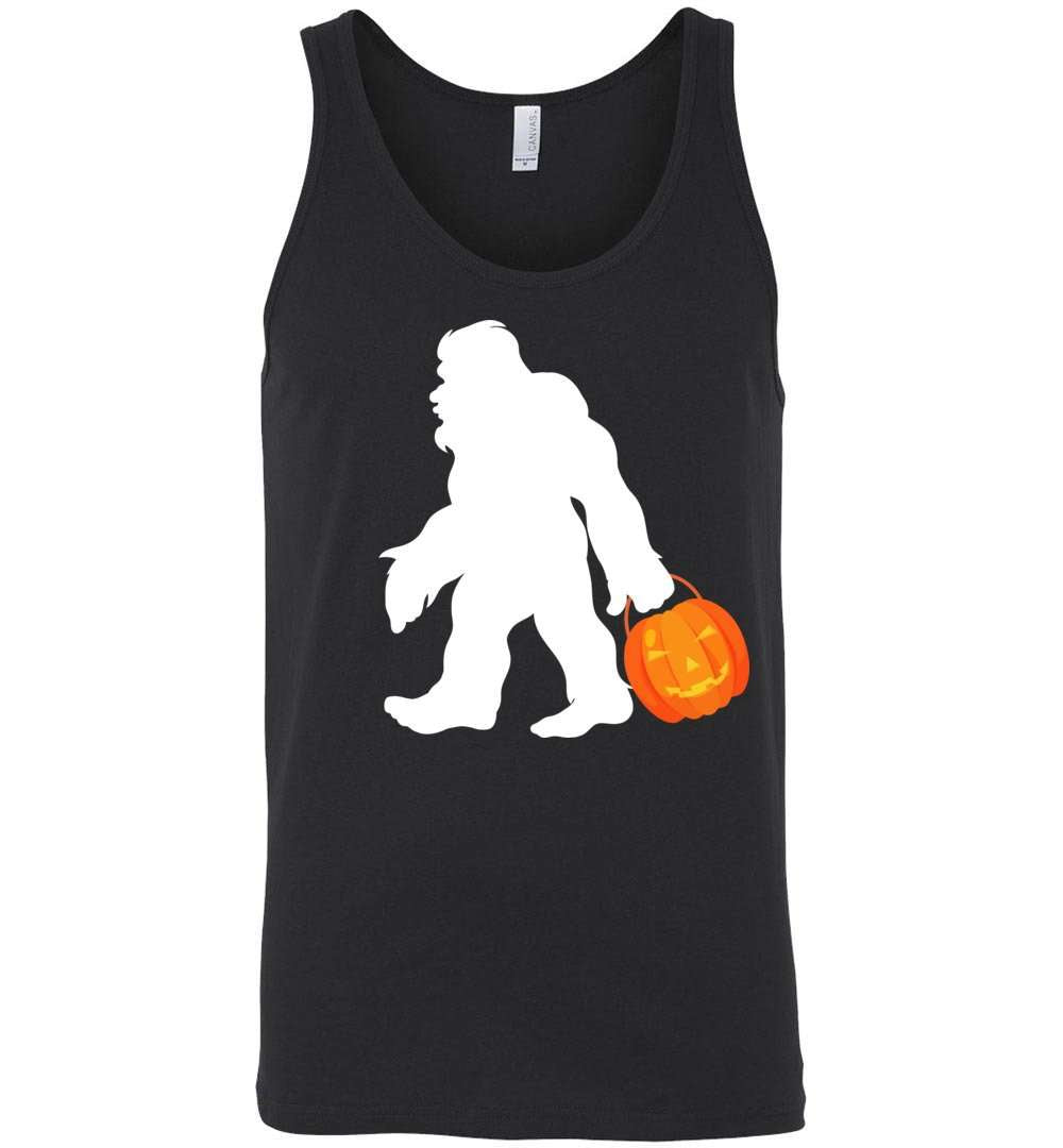 RobustCreative-Bigfoot Pumpkin Funny Halloween Tank Top Silhouette Creepy Funny Halloween Tank Top Boo Party Outfit Believer Black
